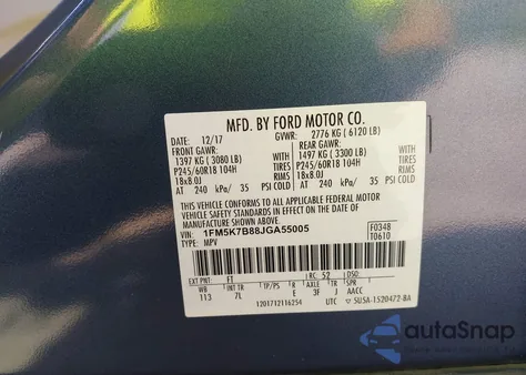 2018 Ford Explorer z USA, uszkodzony, nr VIN 1FM5K7B88JGA55005